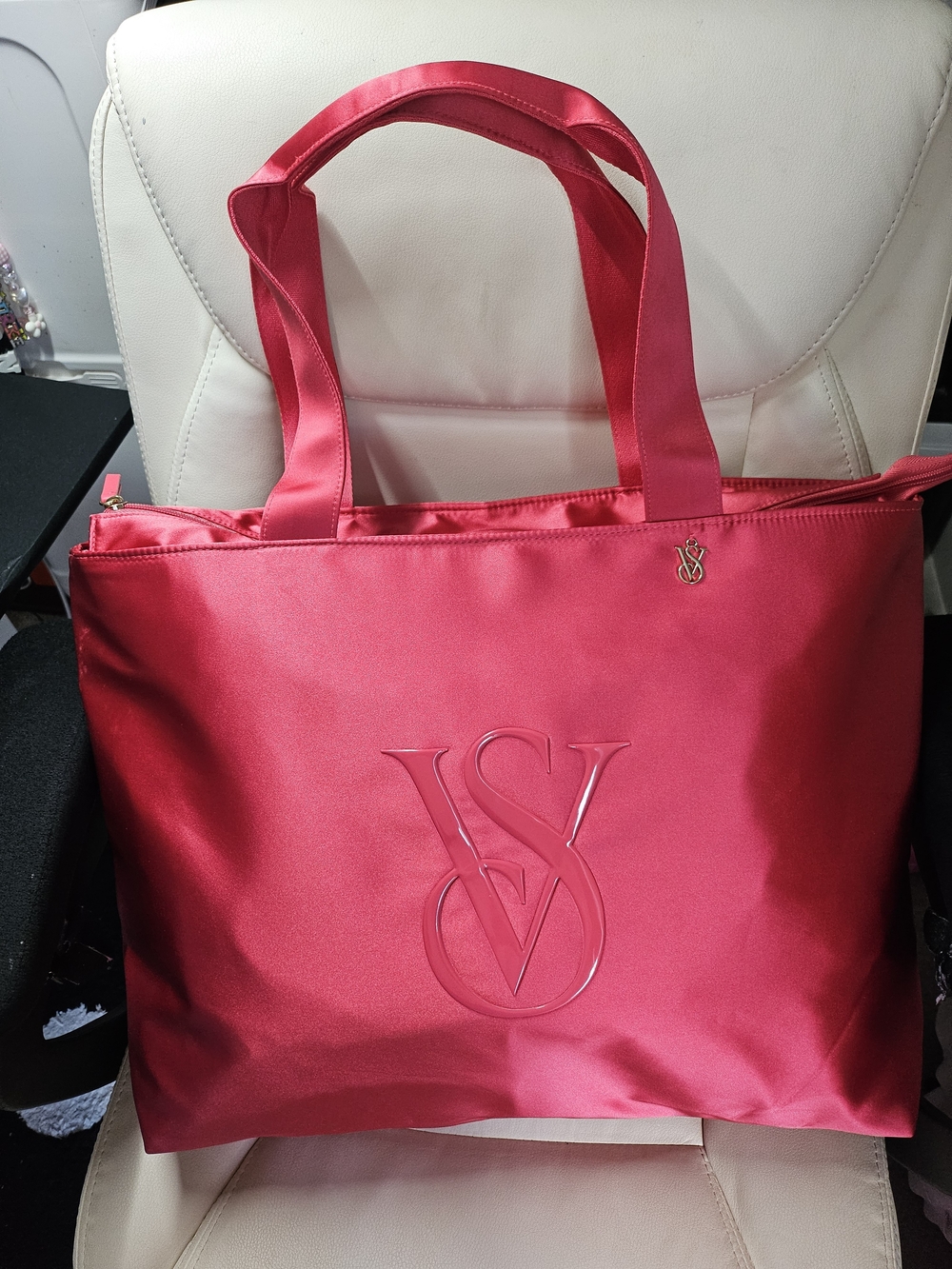 Victoria's Secret Hot Pink Satin Logo Tote